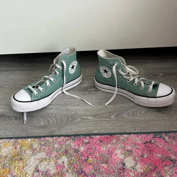 Converse Green and White High-Top Sneakers - Picture 2 of 4